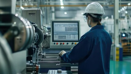 Poster - Industrial Engineer Operating Advanced Control Panel in Modern Manufacturing Facility 4k video footage