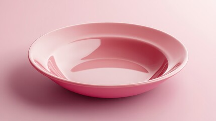 Poster - A pink, empty, shallow bowl on a pink background.