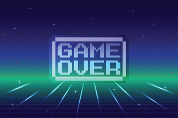 Wall Mural - game over. retro video game background. abstract grid background for retro digital video game screen