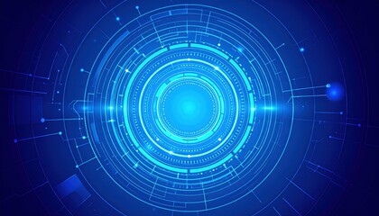 Poster - Abstract Digital Technology Background with Blue Light Circles