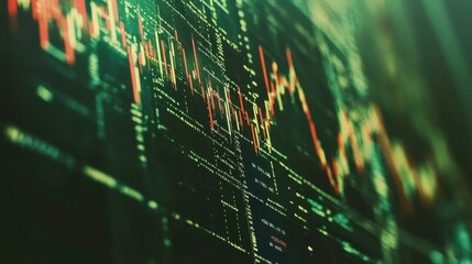 Poster - Abstract Financial Data Trends on Digital Screen with Graphs