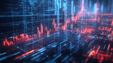 Leinwandbilder - Abstract digital technology background with glowing line patterns