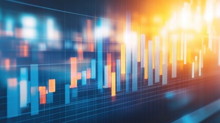 Poster - Dynamic Financial Market Trends with Colorful Bar Graphs and Lights