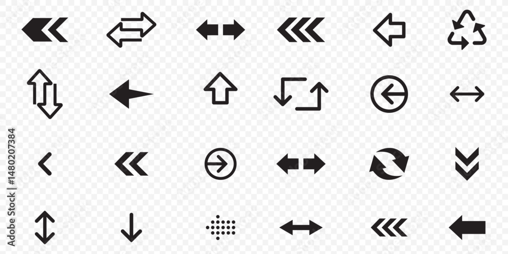 Arrows big black set icons, arrow icon, modern simple arrows .  Arrow vector icon. Arrows collection. Vector illustration.  