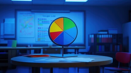 Poster - Colorful Educational Wheel in Modern Classroom Setting at Night