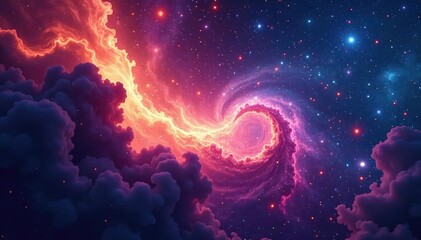 Wall Mural - abstract swirling nebula, cosmic dust and stars, swirling, wonder, dreamy