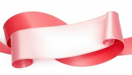 Wall Mural - Elegant red satin ribbon banner, curled and flowing, isolated on white background Perfect for celebrations, announcements, and design elements , red, texture