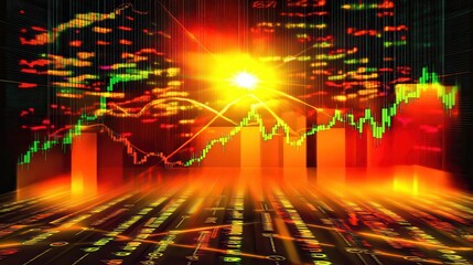 Fototapete - Digital Stock Market Trends with Vibrant Colors and Data Visualization