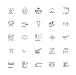 Poster - Data processing icons in linear design