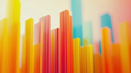 Fototapete - Vibrant Abstract Bars in Vivid Colors with Blurred Background Effects