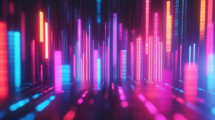 Leinwandbilder - Vibrant Neon Light Display in Abstract Digital Environment