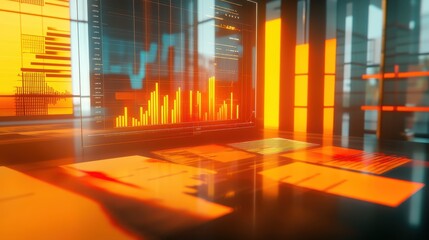 Leinwandbilder - Abstract Financial Data Visualization in Modern Office Environment