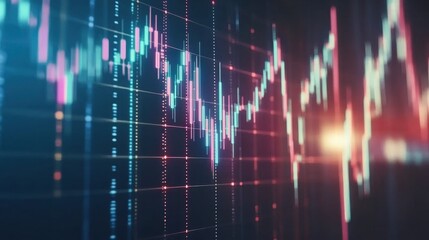 Poster - Abstract Financial Data Visualization with Colorful Graph Lines
