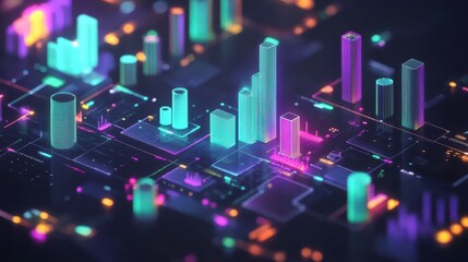 Poster - Abstract Digital Artwork Featuring Colorful Data Visualization Elements