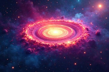Wall Mural - abstract swirling nebula, cosmic dust and gas, vibrant colors, deep space background , art, science,