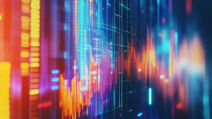 Leinwandbilder - Colorful Abstract Digital Visualization of Data and Analytics