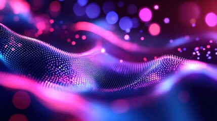 Poster - Abstract Digital Waves with Colorful Light Effects and Patterns