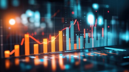 Leinwandbilder - Dynamic Data Visualization with Colorful Graphs on Digital Dashboard
