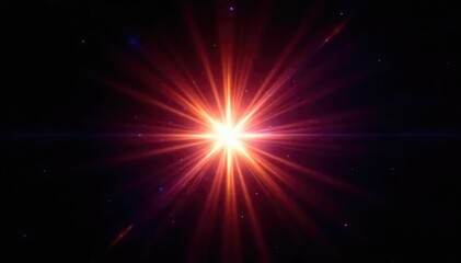 Wall Mural - Bright starburst light effect, isolated on black background Perfect for overlays and design elements , celestial, white light