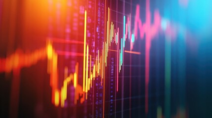 Poster - Colorful Digital Financial Data Visualization with Abstract Waveforms