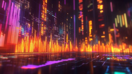 Fototapete - Abstract Digital Visualization of Financial Data and Stock Market Trends