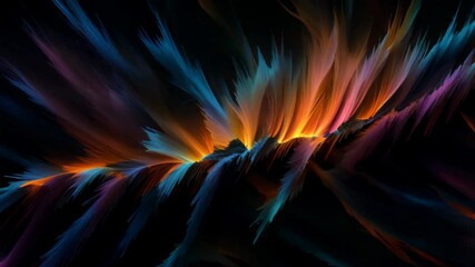 Wall Mural - A colorful, abstract image of a mountain range with a blue and orange line