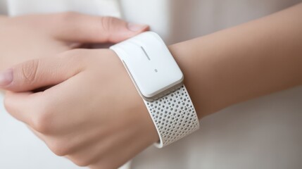 Poster - Close-up view of a modern wristband device.