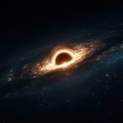 Wall Mural - dramatic close up of black hole with accretion disk in deep space digital illustration astronomical 
