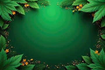 Wall Mural - Lush green background with gold accents, perfect for elegant design projects , gradient, element