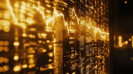 Poster - Golden Data Visualization with Financial Graphs and Abstract Patterns