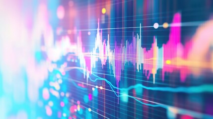 Leinwandbilder - Vibrant Digital Waveform Visualization with Colorful Graph Background