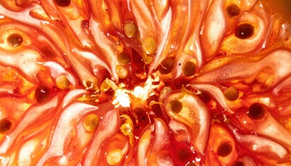 Poster - Exploring abstract patterns vibrant red and orange swirl art nature-inspired close-up perspective visual concept
