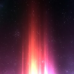 Poster - cosmic light beams, vibrant hues against a dark night sky