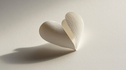 Aufkleber - Delicate paper heart, subtly textured, casting a soft shadow on a light background.