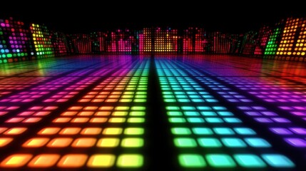 Leinwandbilder - Colorful Abstract Audio Visualization with Light Square Patterns