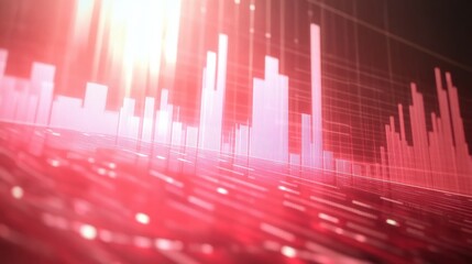 Poster - Abstract Digital Sound Wave Visualization in Red and Pink Tones