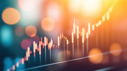 Poster - Abstract Financial Chart with Glowing Lights and Bokeh Effect