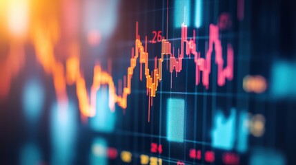 Poster - Vibrant Financial Chart with Colorful Candlestick Patterns and Data