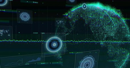 Poster - Data visualization streaming across dashboard, showing holographic globe, HUD panels and waveform