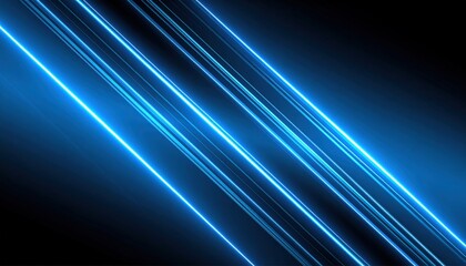 Poster - Dynamic blue light beams creating abstract patterns digital art futuristic atmosphere close-up view