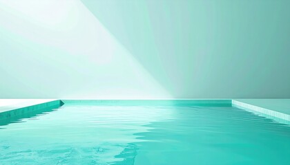 Poster - Serene reflection on tranquil pool modern oasis digital artwork minimalist environment aerial view calmness concept