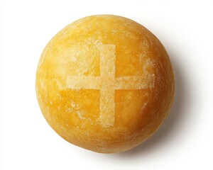 Poster - golden sphere with cross design on white background