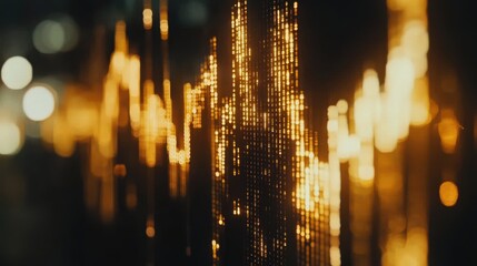 Poster - Digital Data Visualization with Golden Light Effect and Bokeh Background