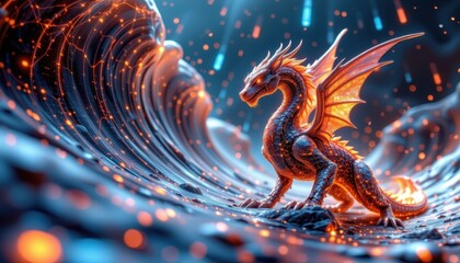 Poster - imagine a mesmerizing art piece depicting a futuristic world where the boundaries between technology and fantasy blur