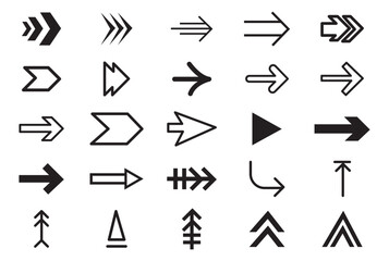 Fototapete - Set of arrows, arrows different. Arrow icon. Vector illustration