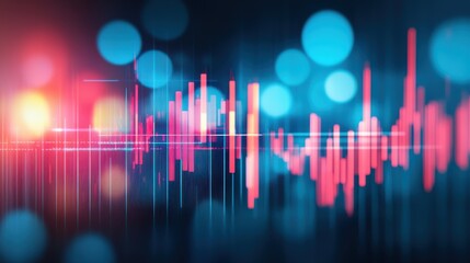 Leinwandbilder - Vibrant Abstract Sound Waves with Colorful Bokeh Background