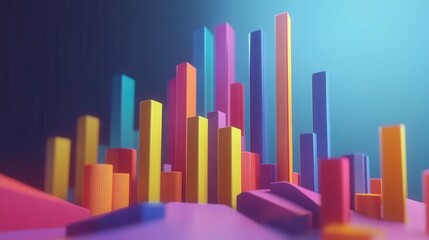 Poster - Vibrant Geometric Shapes Creating a Colorful Abstract Landscape