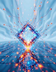 Poster - imagine a captivating art piece that showcases an abstract image of intricate lines and connections, forming a colorful and dynamic geometric shape in a stunning 3d illustration