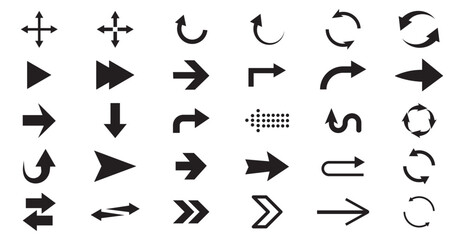 Fototapete - Set arrow icons. Collection arrows sign. Black arrow icon set. Arrow. Cursor. Arrow vector icon. Simple arrow set. Vector illustration