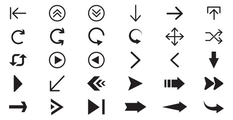 Fototapete - Arrows set of 25 black icons. Arrow icon. Arrow vector collection. Arrow. Cursor. Modern simple arrows. Vector illustration.